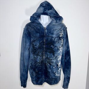 AFFLICTION Bushido Poison Tree Blue Zip Up Hoodie Men Small